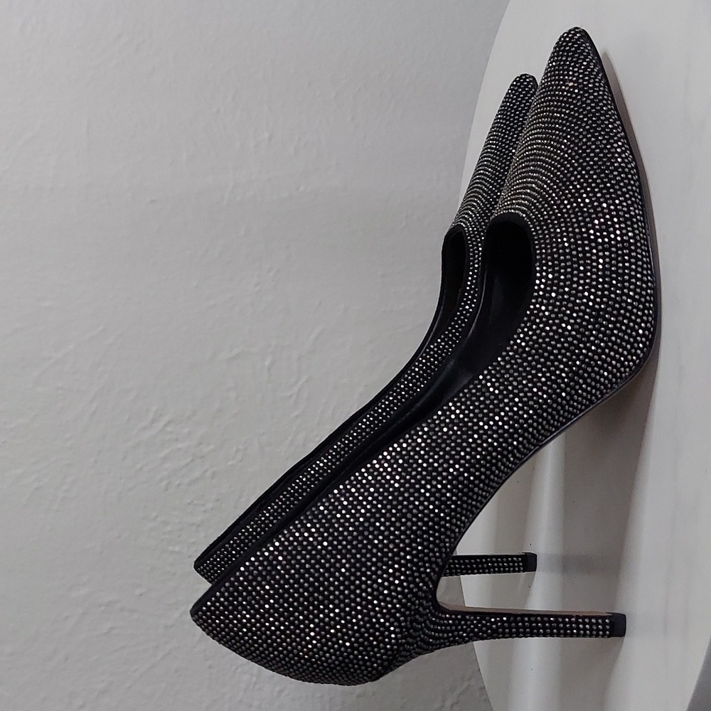 GIANNI BINI Black & Silver Studded Heels